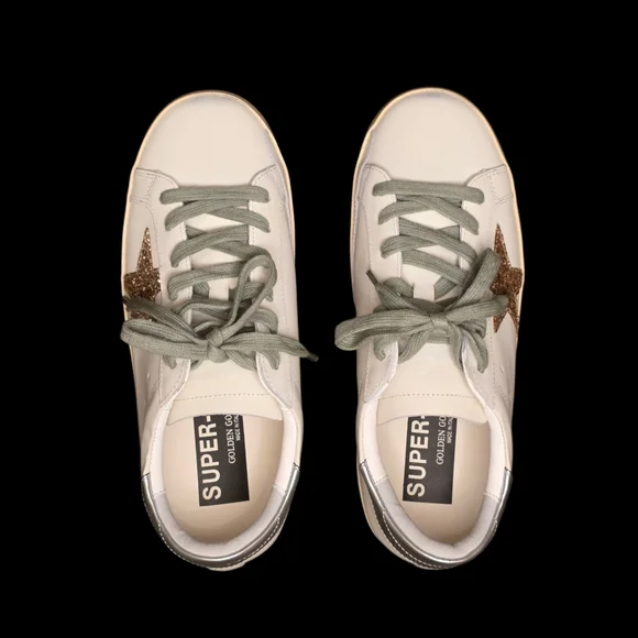 Golden Goose White and Gold Sneakers Size 38 - Picture 4 of 9